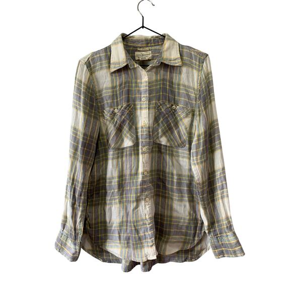Denim and Supply Ralph Lauren Women's Button Down Plaid Shirt Sz M Linen Blend - Picture 1 of 8